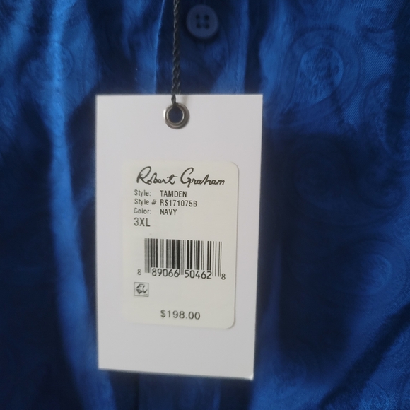 Robert Graham Tamden Paisley Navy Blue Black LS Shirt $198 3XT - Picture 5 of 9